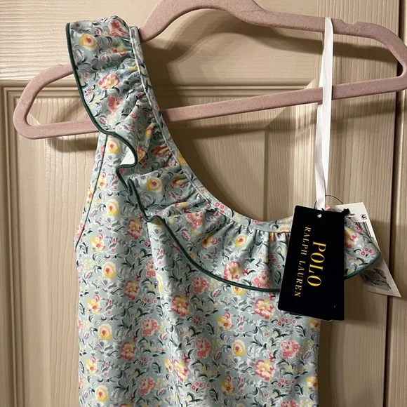 NWT Polo Ralph Lauren Big Girls Floral One Shoulder - Picture 3 of 5